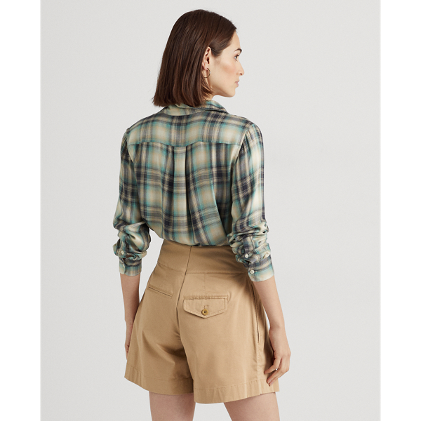 Lauren Petite Oversized keperstof overhemd met ruit 4