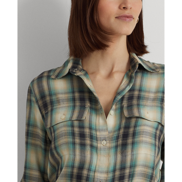 Lauren Petite Oversized keperstof overhemd met ruit 5