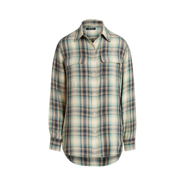 Lauren Petite Oversized keperstof overhemd met ruit 2