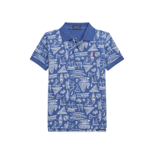 Mesh Polo-shirt met print van zeilboten