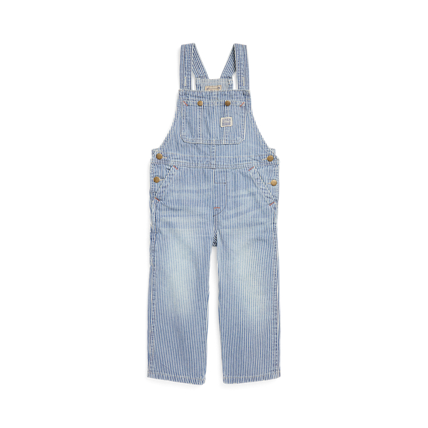 Macacão em denim de algodão às riscas