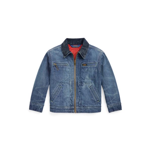 Blusão em denim com fecho completo