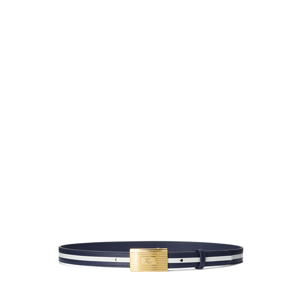 Engine-Turned Two-Tone Leather Belt