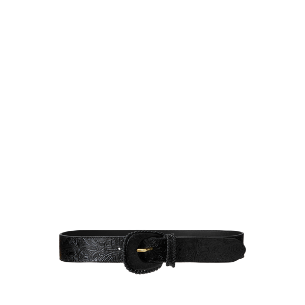Tooled Leather Wide Belt
