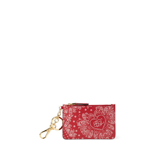 Porte-cartes zippé à motif en cuir
