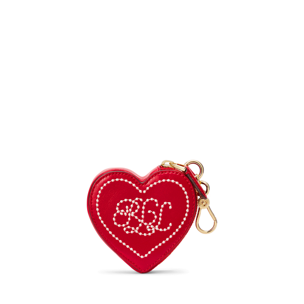 Porte-monnaie cœur à logo en cuir
