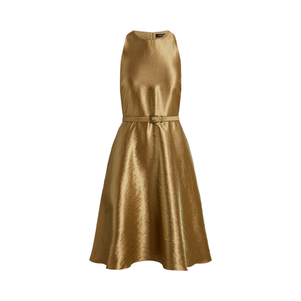 Vestido de cocktail metalizado de sarja