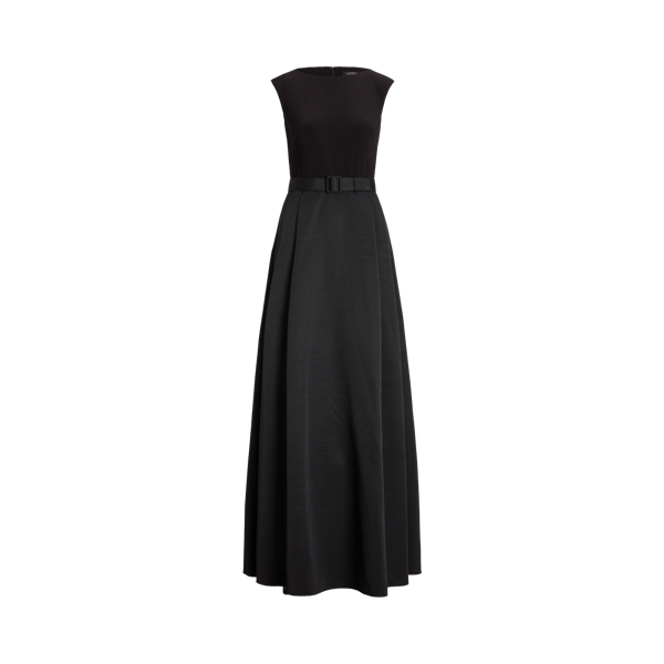 Robe du soir ceinturée faille et jersey