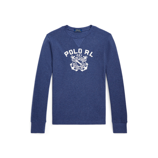 T-shirt manga comprida em malha waffle