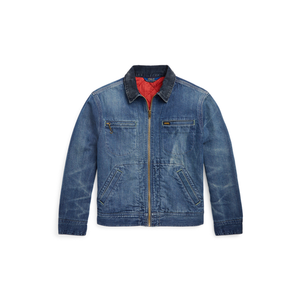 Blusão em denim com fecho completo