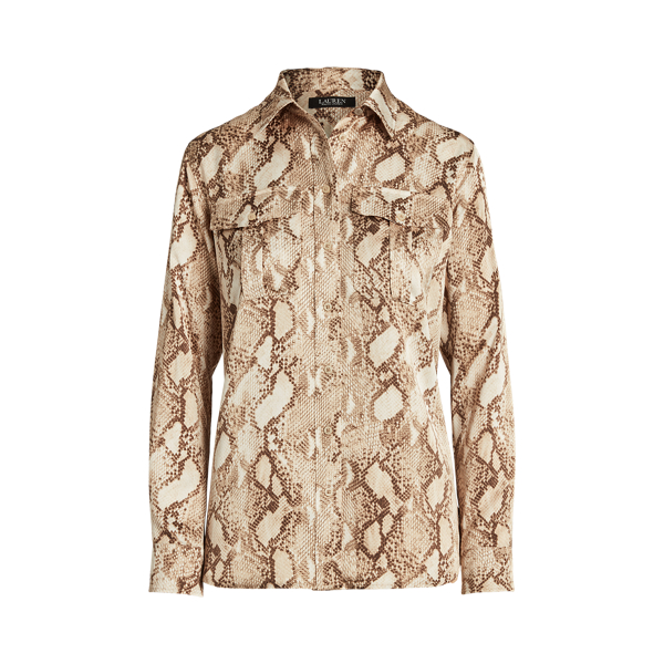 Camisa charmeuse em padrão pele de cobra