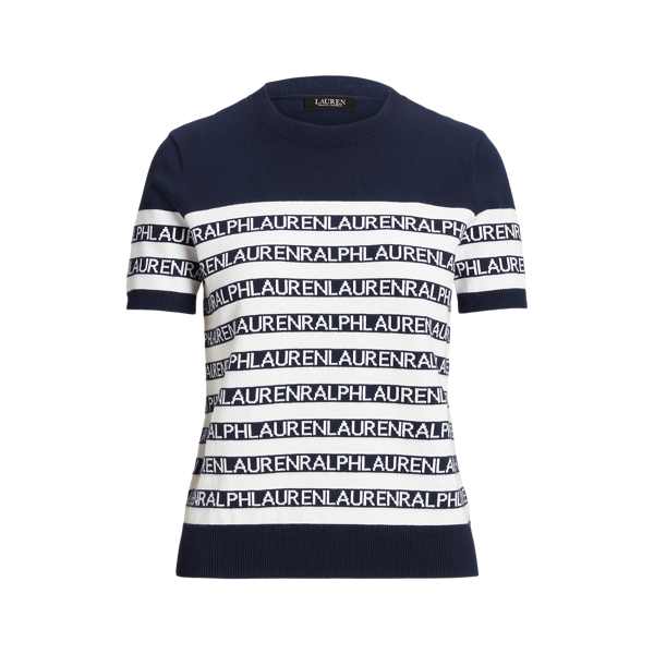 Pull à manches courtes avec rayures logo
