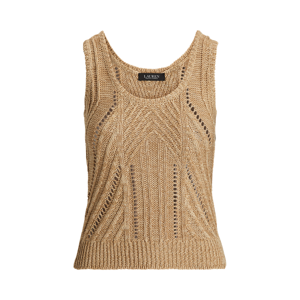 Camisola de malha rendada sem mangas