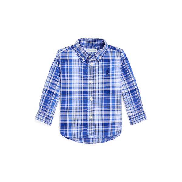 Camisa de Algodão em Xadrez com Tecido Poplin