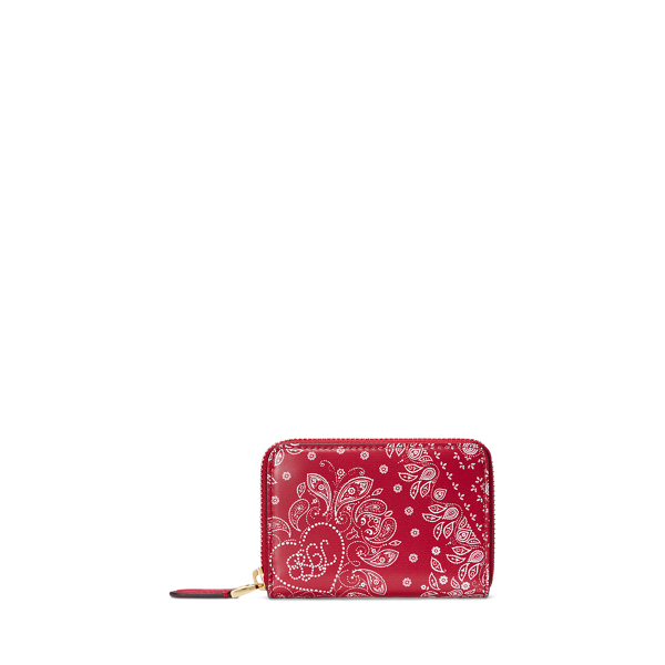 Portefeuille zippé à motif en cuir