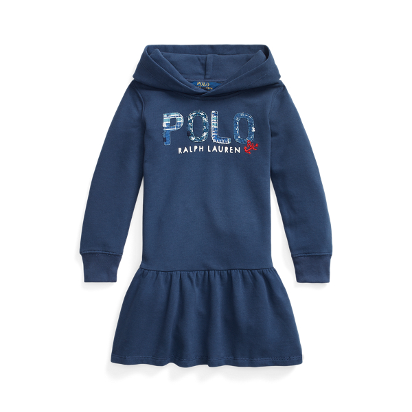 Vestido polar com capuz e logótipo