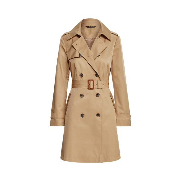 Trench-coat croisé en coton mélangé