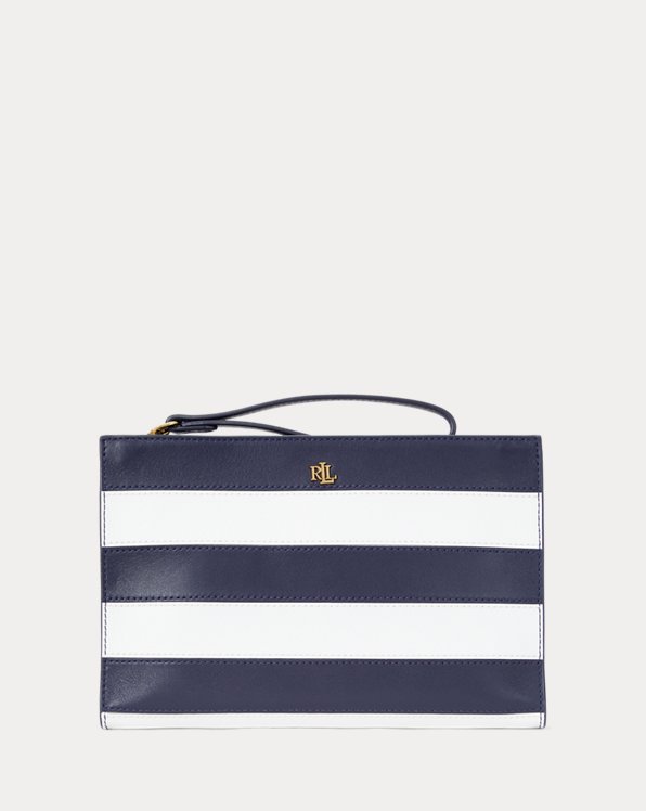 Striped Leather Medium Pouch