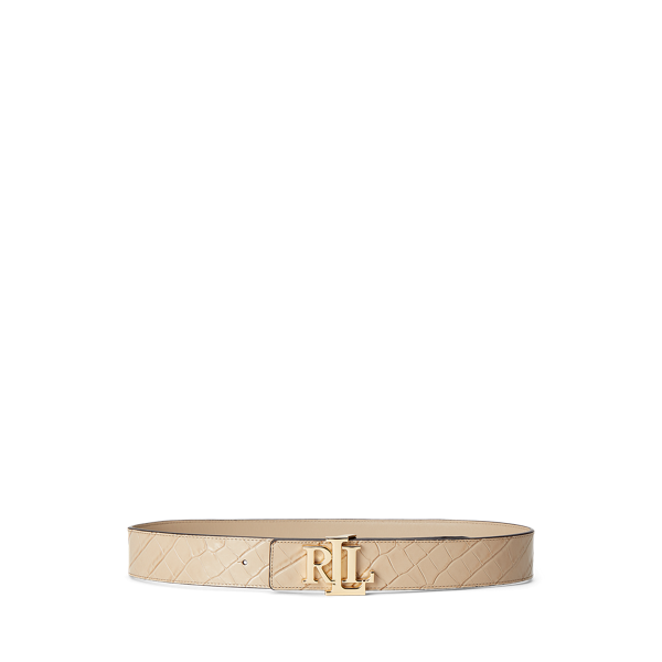 Reversible Logo Leather Wide Belt