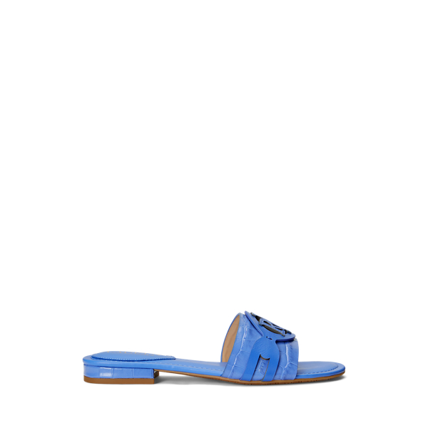 Alegra Crocodile-Embossed Leather Sandal