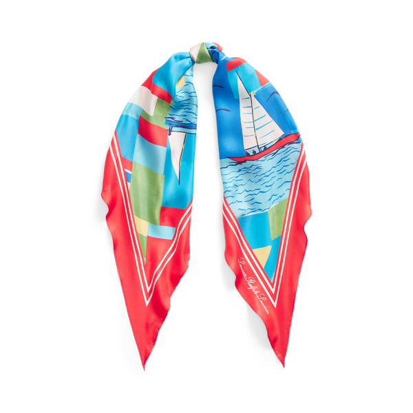 Sophia Print Silk Twill Diamond Scarf