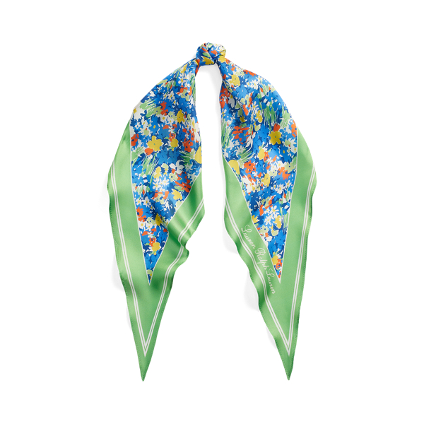 Ava Floral Silk Twill Diamond Scarf