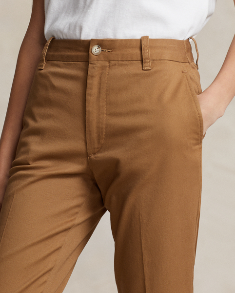 Cut for a slightly cropped, slim fit, these lightweight chino trousers are made with stretch-blend cotton twill and tailored with crisp creases along the front and back of each leg.