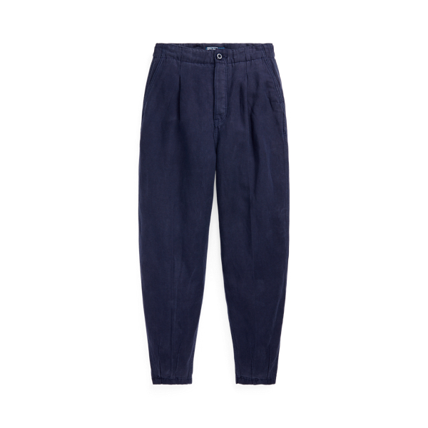 Pantalon à plis en lin mélangé
