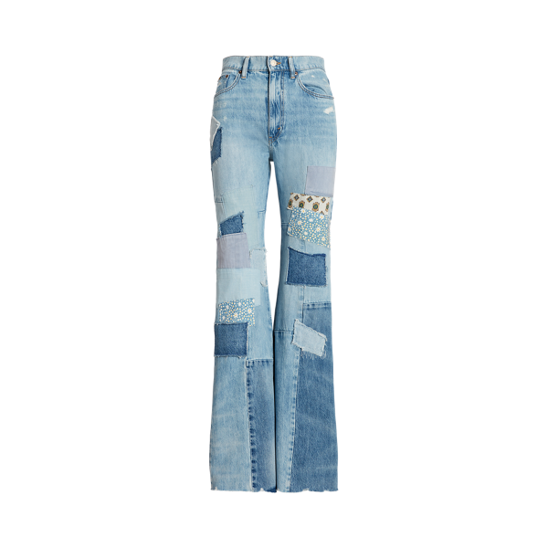 Patchwork Cotton Flare Jean