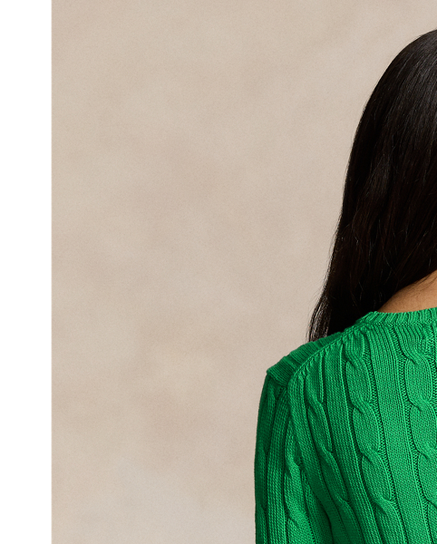 A Polo essential, this slim-fitting crewneck jumper is made with breathable cotton and showcases our signature cable-knit construction.