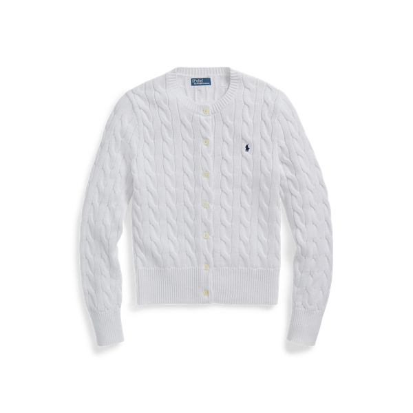 Cable-Knit Cotton Crewneck Cardigan