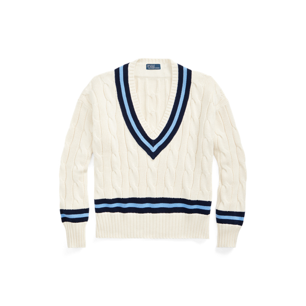 Cable-Knit Cotton Cricket Jumper