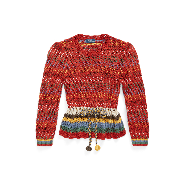 Pointelle Cotton Peplum Jumper