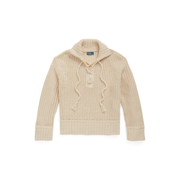 Cross-Stitch Lace-Up Cotton-Wool Jumper