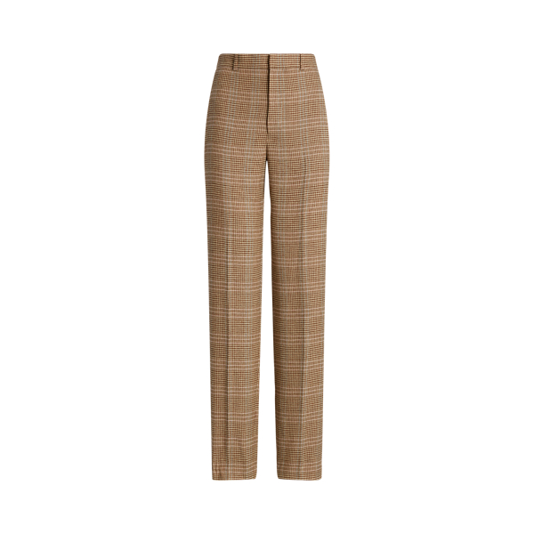 Calças Tweed de lã-linho e perna direita