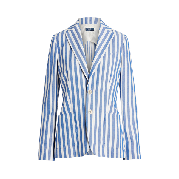 Blazer de tear às riscas rev. algodão