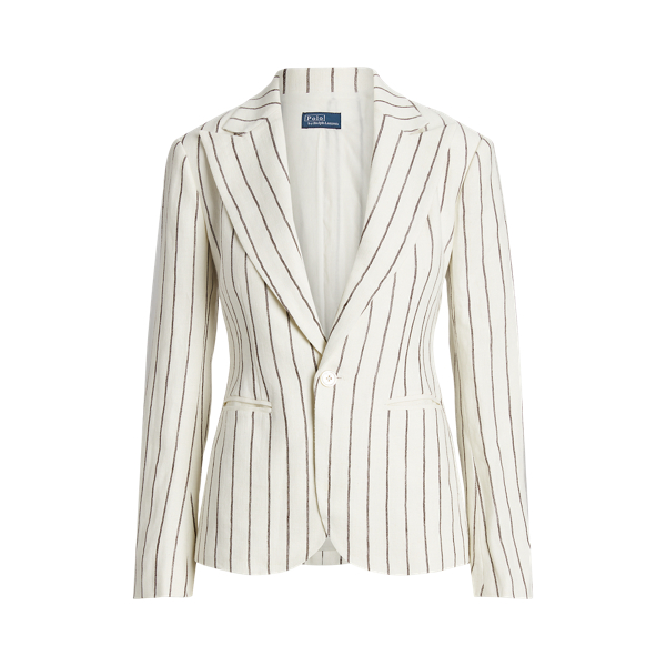 Blazer rayé en jacquard de lin