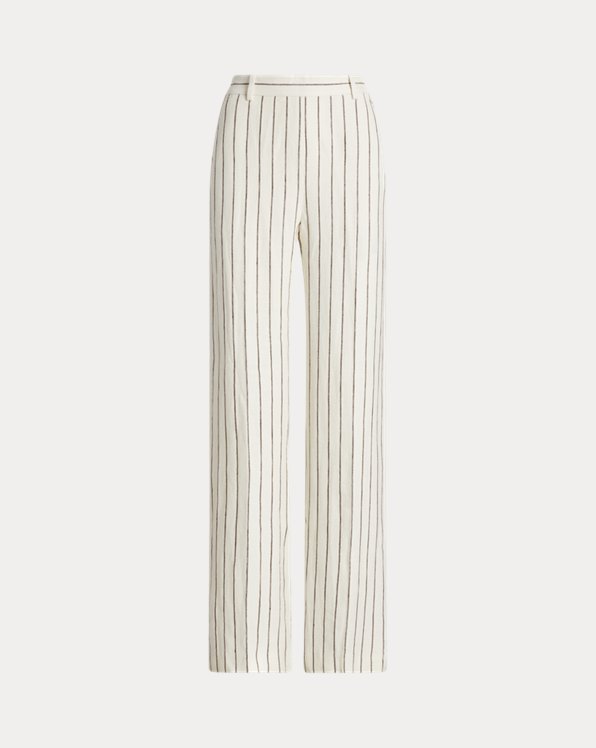 Striped Linen Jacquard Straight Trouser