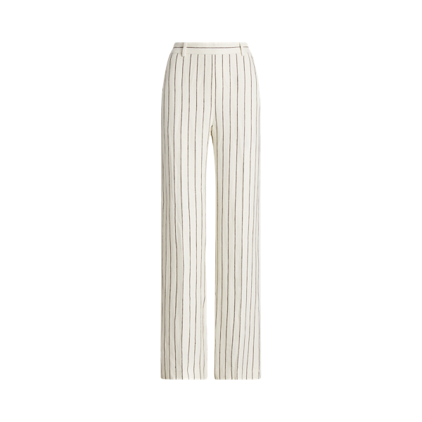 Striped Linen Jacquard Straight Trouser