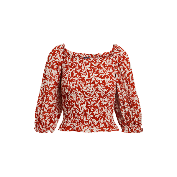 Top crepe smock floral com manga jaqueta