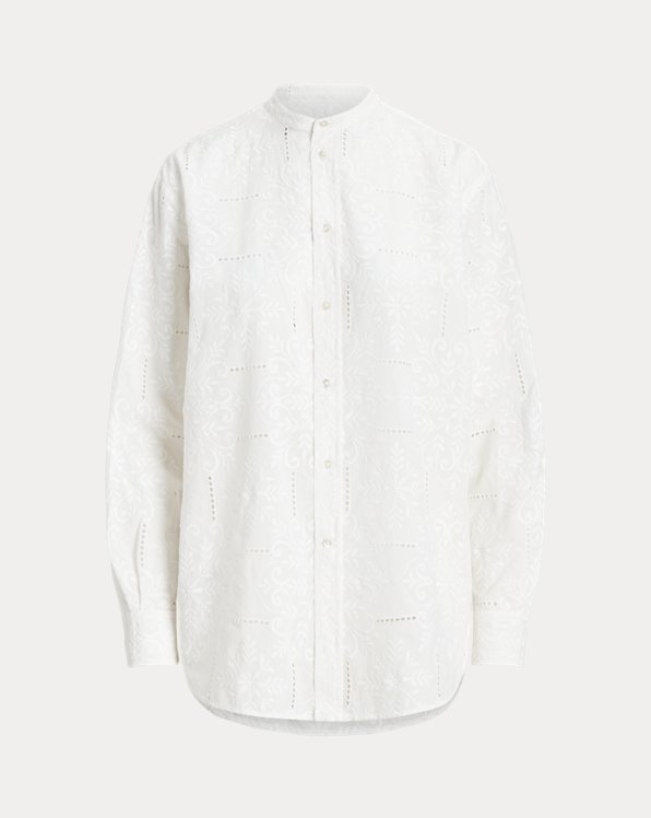 Camisa voile de algodão bordado