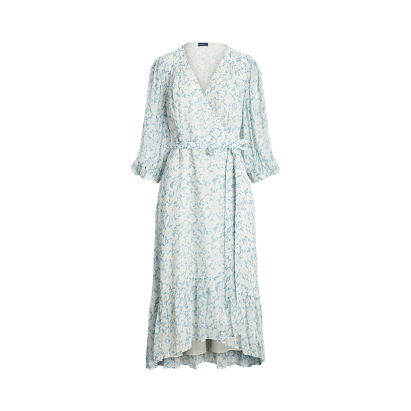Robe portefeuille en georgette froissée