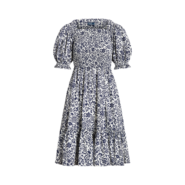 Robe motif fleuri manches effet blousant