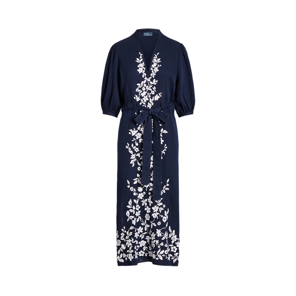 Robe maxi à broderie fleurie en gaze