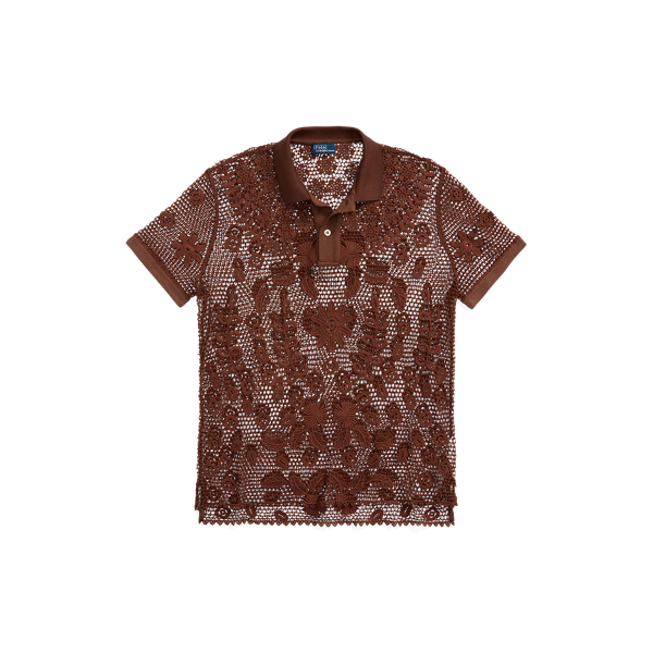 Camisa Polo em renda floral