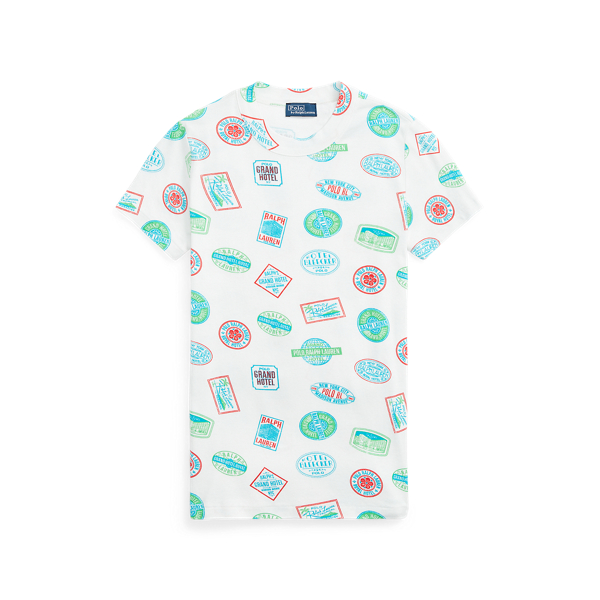 T-shirt à motif voyage en coton côtelé