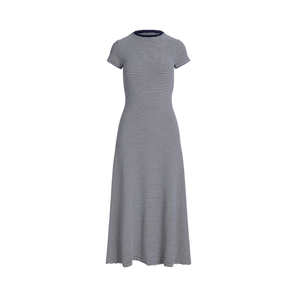 Robe rayée en coton mélangé côtelé