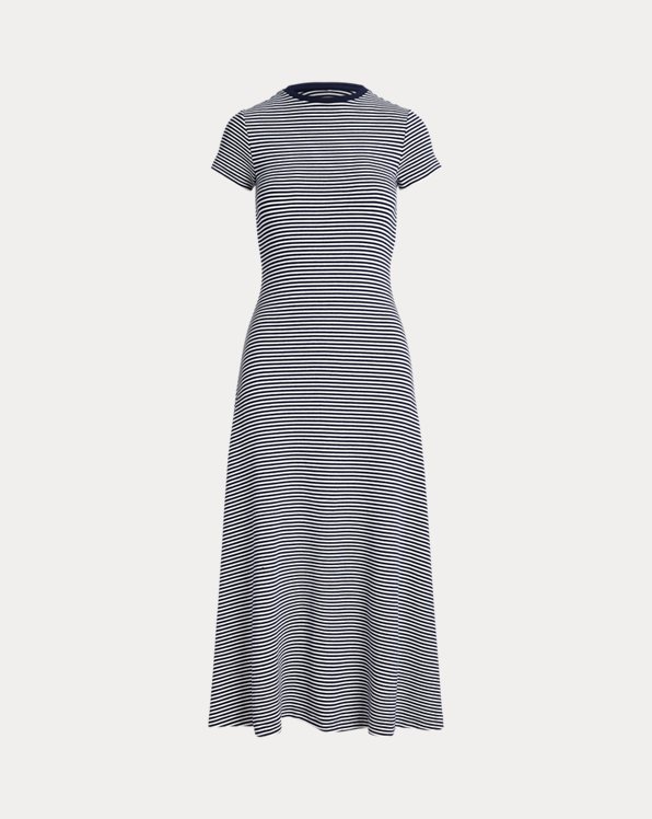 Striped Rib-knit Cotton-Blend Dress