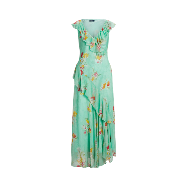 Vestido maxi em georgette floral