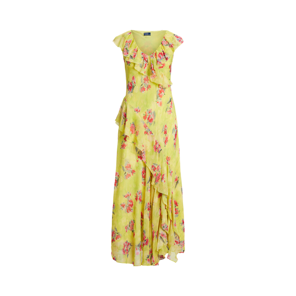 Vestido maxi em georgette floral